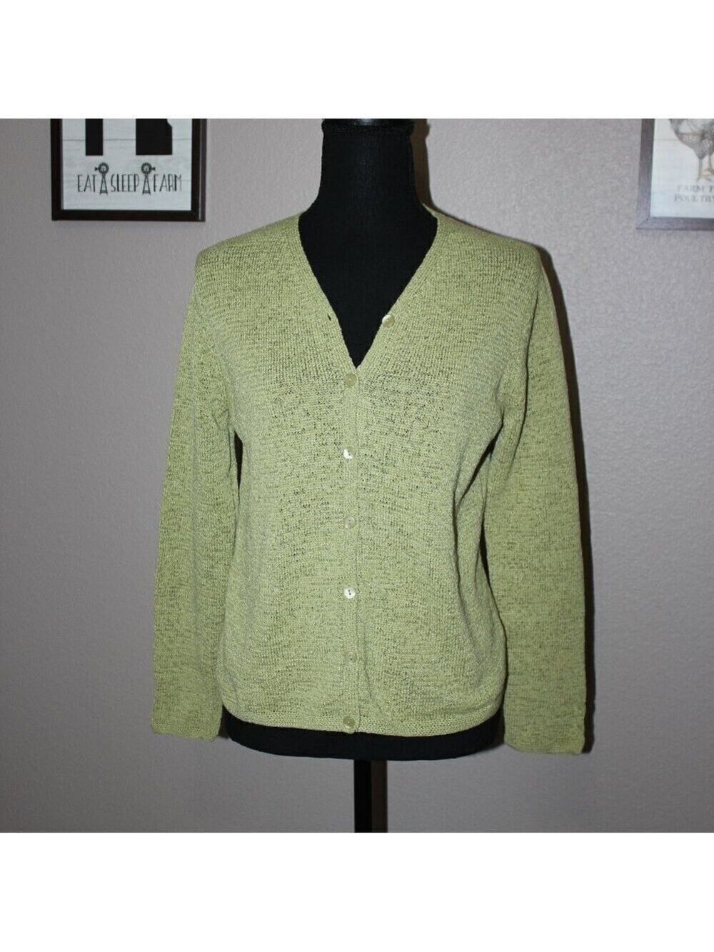Pendleton Cotton Blend Cardigan Green Size Small Petite